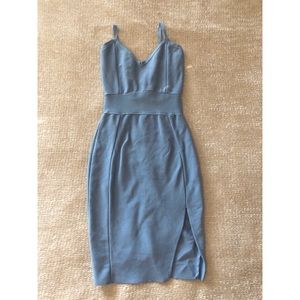 Light blue bandage dress with slit Sz S